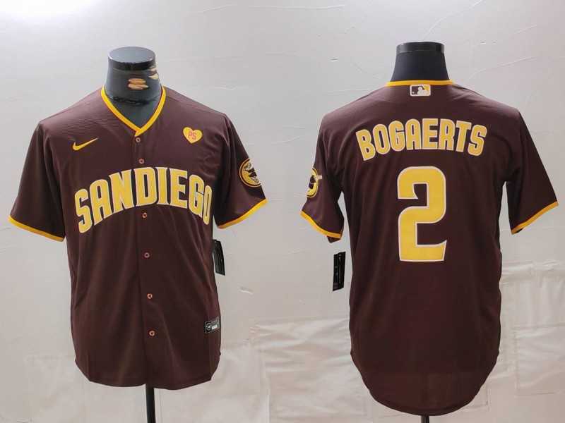 Men%27s San Diego Padres #2 Xander Bogaerts Brown With PS Patch Cool Base Stitched Jersey->san diego padres->MLB Jersey
